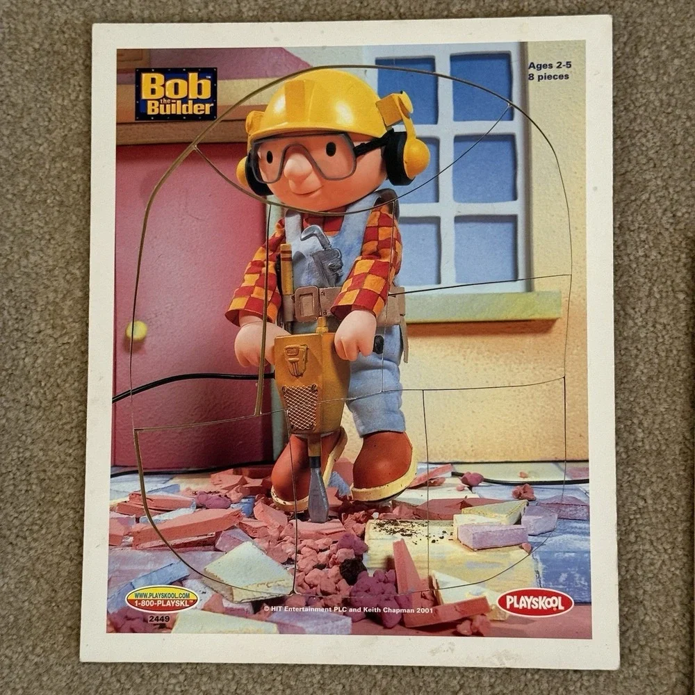 VTG Bob the Builder Playskool Wooden Play Puzzle Lot Of 2 Bob And Wendy 2001